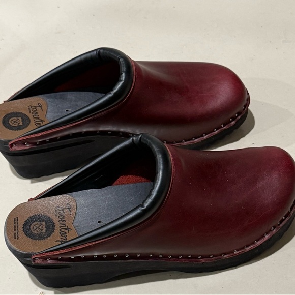 Troentorp Monet Bordeaux Leather Slip-On Clogs Womens Size 12.5-13 men’s 9.5-10 - Picture 7 of 15